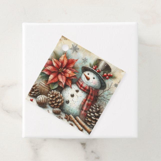 Étiquettes cadeaux de Noël Snowman (En situation)
