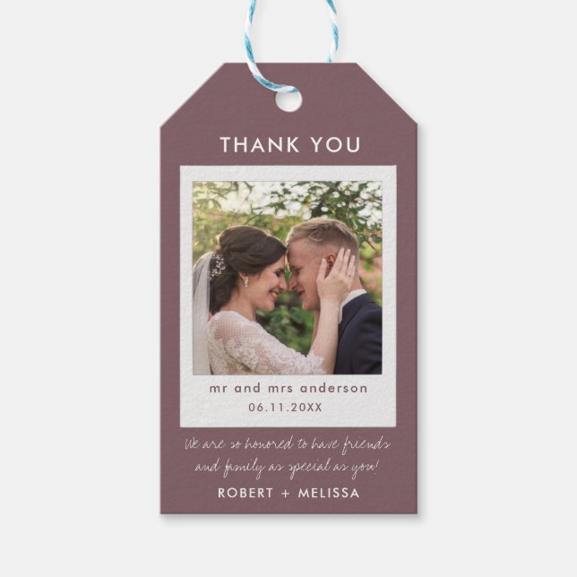 Étiquettes Cadeaux de Remerciement Mariage Photo R (Devant)