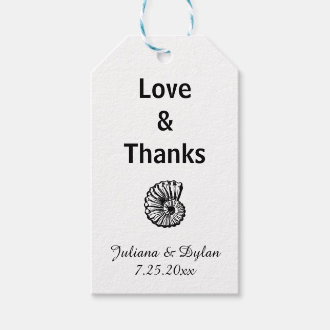 Étiquettes Cadeaux de Sea Shell Love & Thanks (Devant)