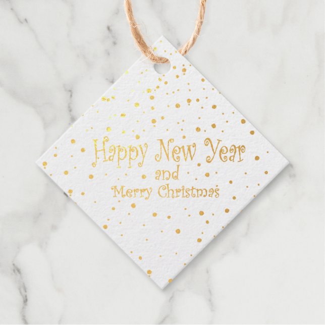 étiquettes cadeaux de vacances avec or parties sci (Devant)