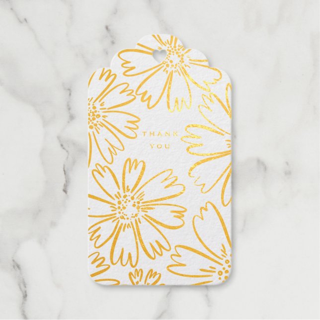 Étiquettes Cadeaux Design floral Merci avec photo en feuille intérieu (Recto)