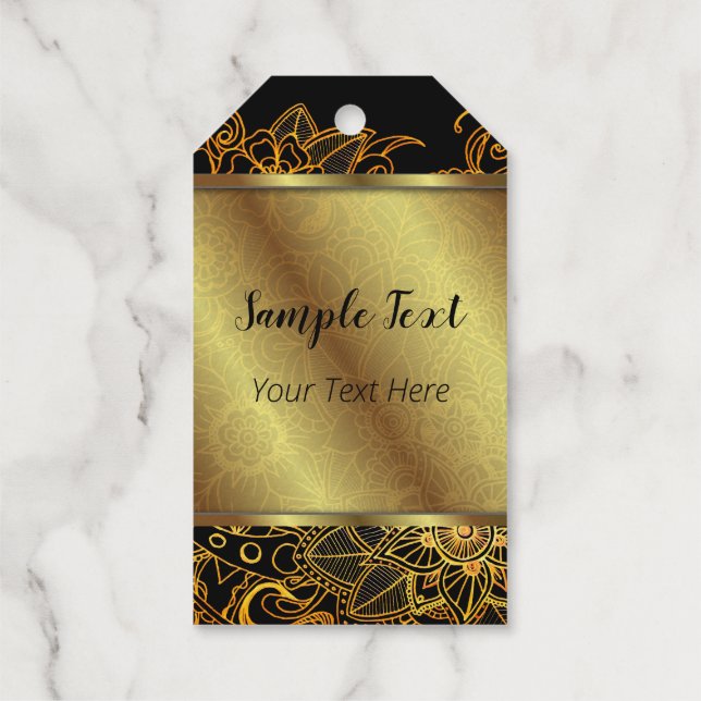Étiquettes Cadeaux Doodle Floral Gold G523 (Verso)
