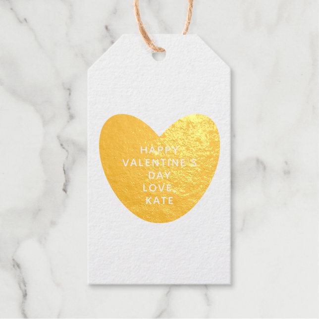 Étiquettes Cadeaux Elégant coeur d'or mignon coutume Saint Valentin (Recto)