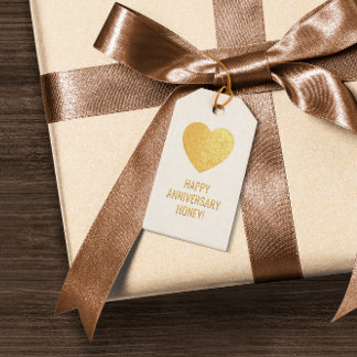 Étiquettes Cadeaux Élégant Heureuse Sainte-Valentin Foil Heart