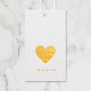 Étiquettes Cadeaux Élégant minimal Gold Heart Love Chic Valentine