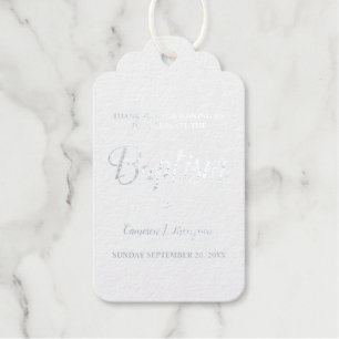 Étiquettes Cadeaux Élégant simple Baptême de bébé Script