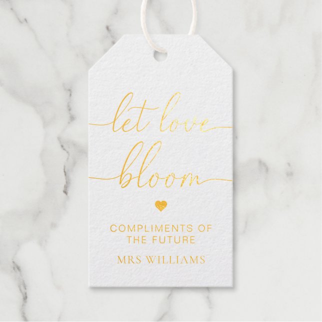 Étiquettes Cadeaux Favor de fleurs Fleurir en amour Or (Recto)