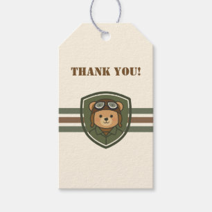 Étiquettes Cadeaux Fête Ourson Aviateur Militaire