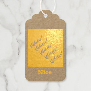 Étiquettes Cadeaux Feuilles personnalisées Images Nice texte Gold Foi