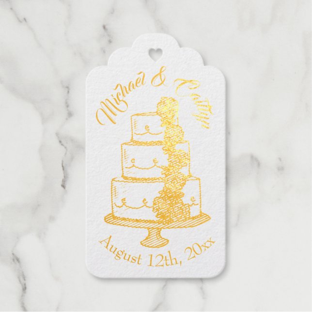 Étiquettes Cadeaux Fiançailles de Fête des mariées de gâteau Mariage  (Recto)