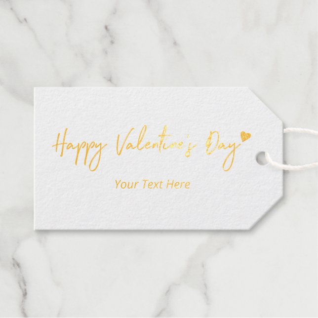 Étiquettes Cadeaux Gold Foil Heart Wreath Valentine's Day (Recto (horizontal))