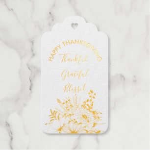 Étiquettes Cadeaux Gratuit Remerciements Bienheureux Florals Thanksgi