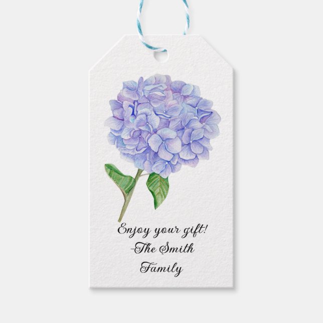 étiquettes cadeaux hydrangea bleu (Devant)