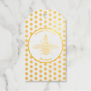 Étiquettes Cadeaux Jolie Bee de Noël et Poinsettia Fleurs Personnalis