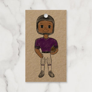 Étiquettes Cadeaux joueur de football vintage rétro violet noir simpl