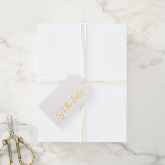 Étiquettes Cadeaux Joy to the World Elegant Gold Christmas Cheer (Avec de la ficelle)
