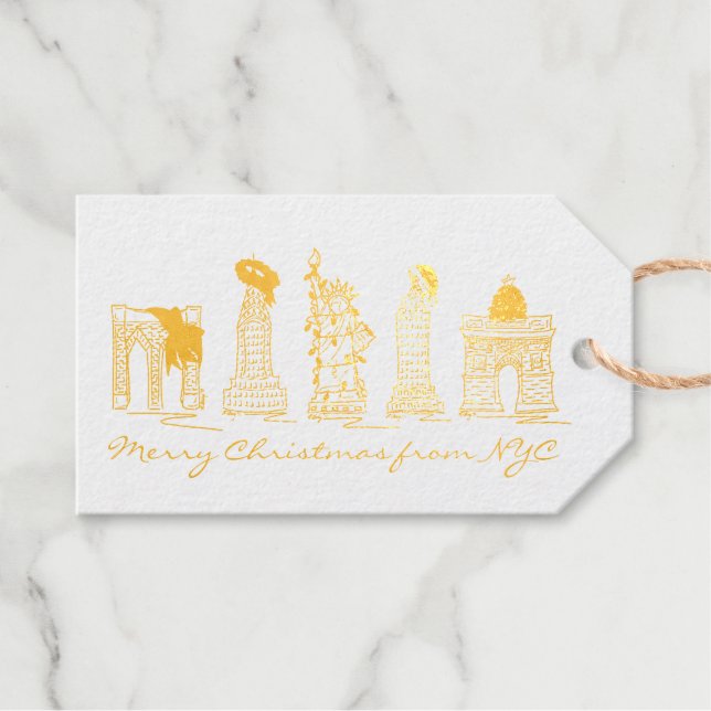 Étiquettes Cadeaux Joyeux Noël de New York City (Recto (horizontal))
