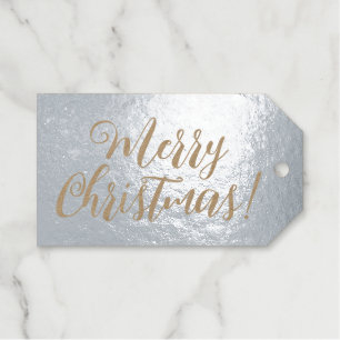 Étiquettes Cadeaux Joyeux Noël script somptueux papier kraft argent