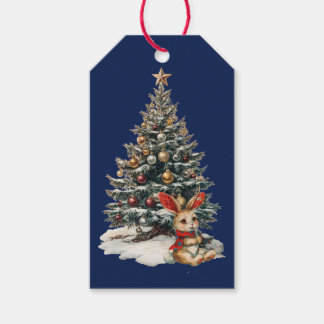ÉTIQUETTES CADEAUX LAPIN DE NOËL AVEC ARBRE