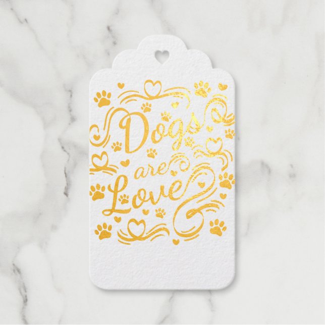 Étiquettes Cadeaux Les Chiens Sont Loin Paw Et Coeurs Typographie (Recto)