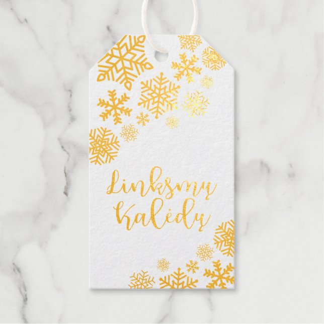 Étiquettes Cadeaux Linksmÿ Kalėdÿ, Lituanien Joyeux Noël Elegant (Recto)
