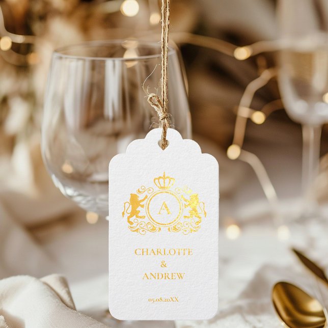 Étiquettes Cadeaux Logo personnalisé Monogramme Armoiries Gomme de li (Créateur téléchargé)