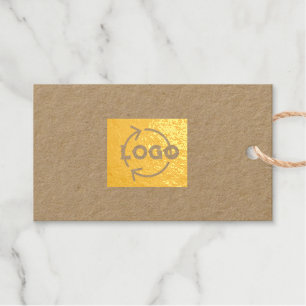 Étiquettes Cadeaux Logo Texte Foil Cadeau Balises Premium Kraft