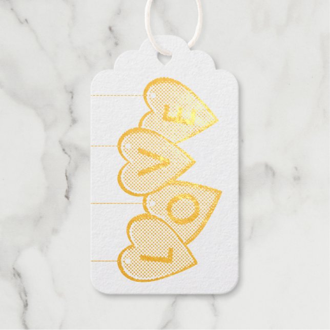 Étiquettes Cadeaux Love Lettering Red Hearts (Recto)