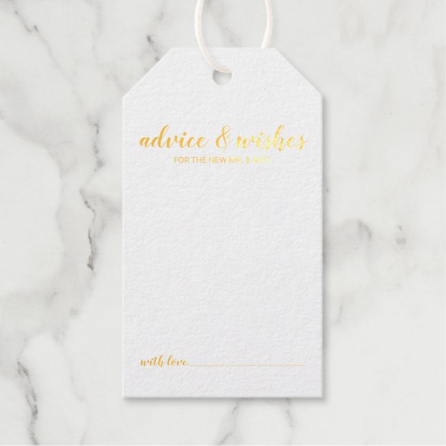 Étiquettes Cadeaux Mariage de script moderne Conseils & Wis Or (Recto)