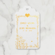 Mariage Floral Or et Blanc Dessiné à la Main 