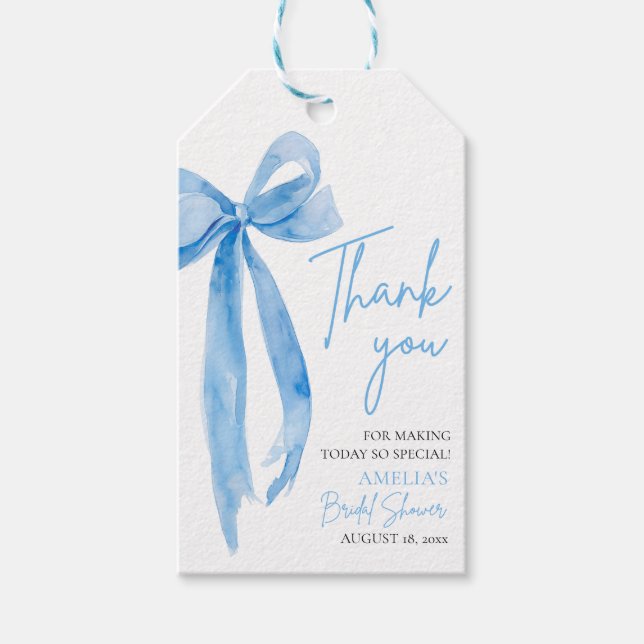 Étiquettes Cadeaux Mariage Rose Bleu Elle Noue le  (Devant)