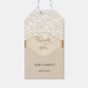 Étiquettes Cadeaux Merci Damassé Élégant Rayé