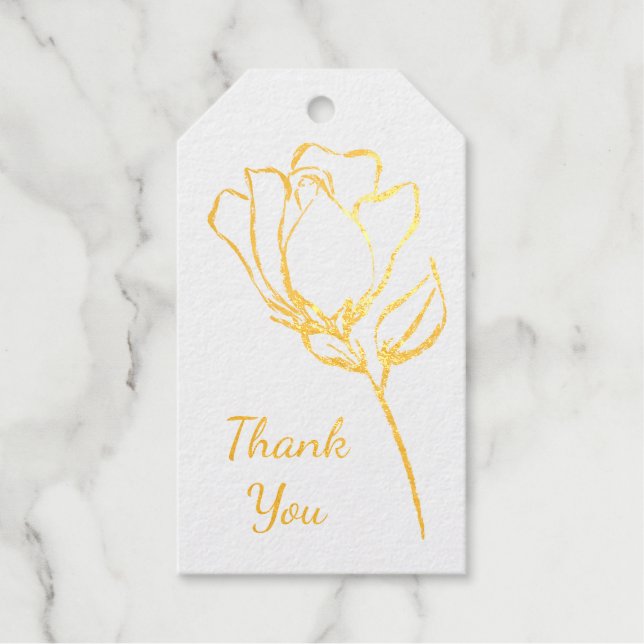 Étiquettes Cadeaux Merci du Mariage Modèle photo Rose unique (Recto)