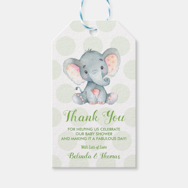 Étiquettes cadeaux Merci éléphant (Devant)