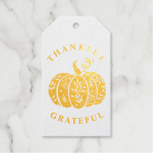 Étiquettes Cadeaux Merci pour vous Thanksgiving or Foil