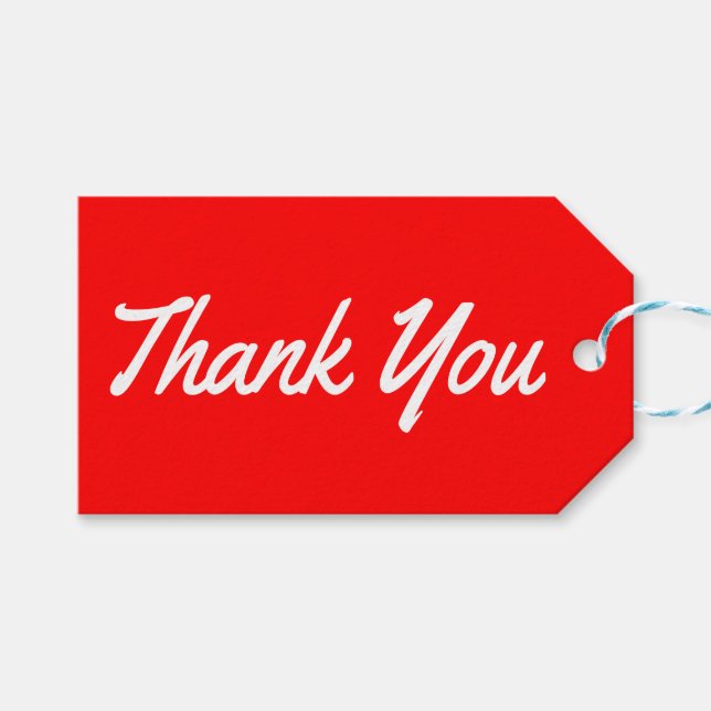 Étiquettes Cadeaux Merci Rouge et Blanc (Devant (Horizontal))