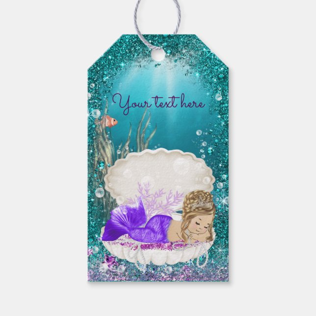 Étiquettes Cadeaux Mermaid Blonde Adorable (Devant)