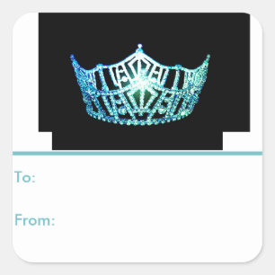 Étiquettes cadeaux Miss America Aqua Crown Peel & 