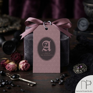 Étiquettes Cadeaux Monogramme Fleur-de-Lis Gothiqu