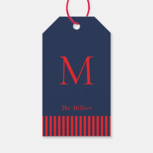 Étiquettes Cadeaux Nautiques Monogrammes Navy et R