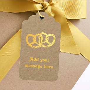 Étiquettes Cadeaux Paire mignonne de Pretzel forme le texte des deux 