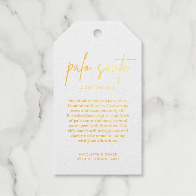 Étiquettes Cadeaux Palo Santo Mariage Carte de Faveur (Recto)