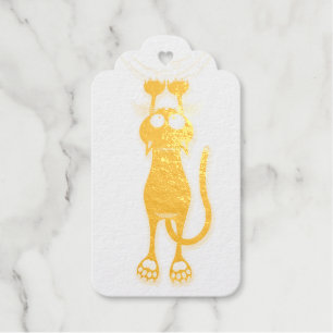 Étiquettes Cadeaux Personnage de chat drôle grattant le tissu