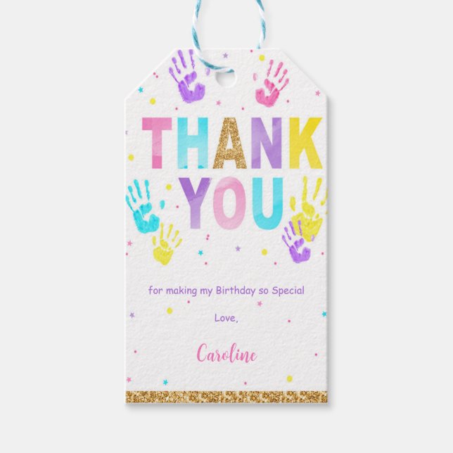 Étiquettes Cadeaux Rose & Bleu High Five  (Devant)