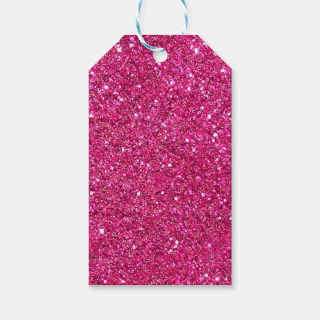 Étiquettes cadeaux rose Glittery (Devant)