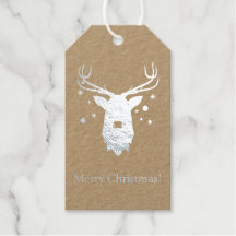 Rudolph avec ornements Silver Foil Tags cadeaux