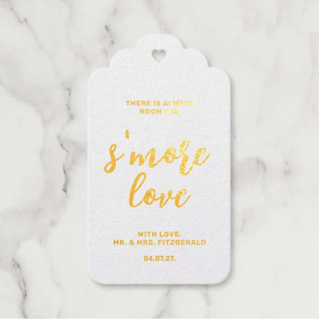 Étiquettes Cadeaux Script S'more Love Real Gold Scalloped (Recto)