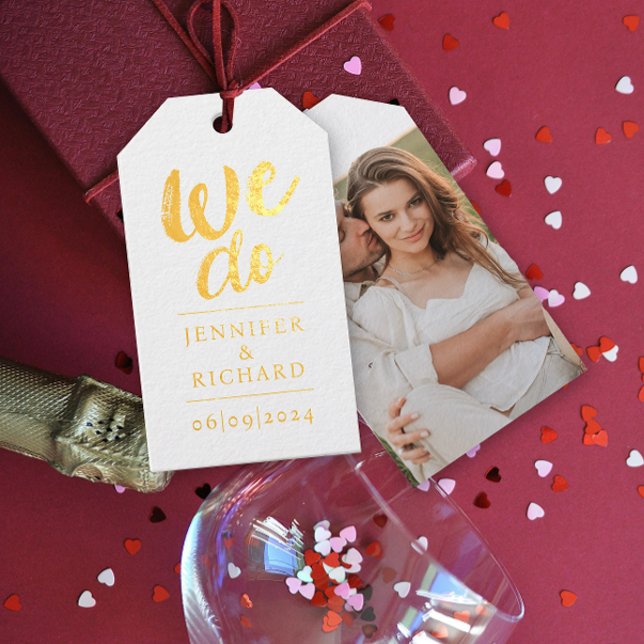 Étiquettes Cadeaux Simple moderne pinceau Typo Nous faisons Mariage L (Créateur téléchargé)