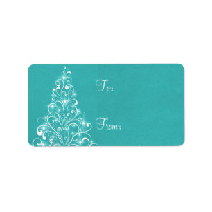 Étiquettes Cadeaux Sparkly Holiday Tree, Aqua