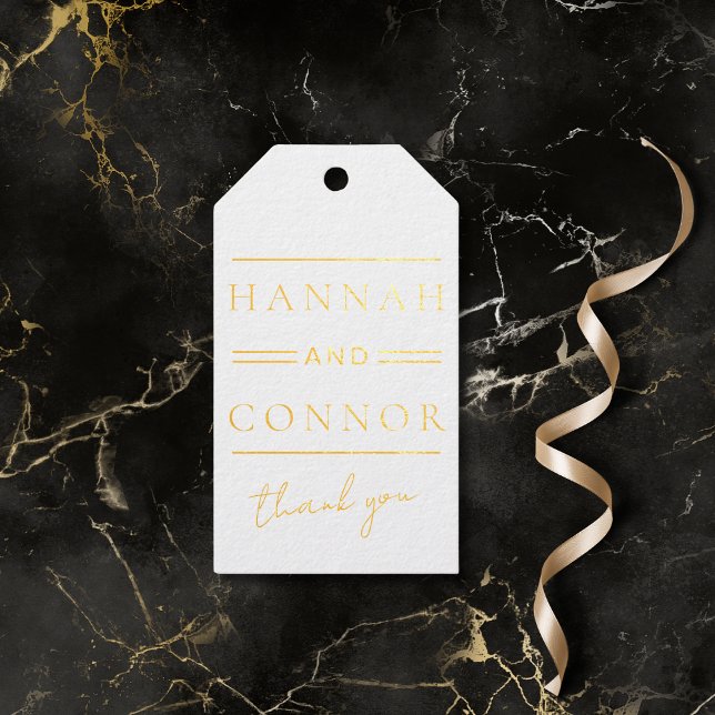 Étiquettes Cadeaux Typographie moderne chic noir & blanc (Créateur téléchargé)